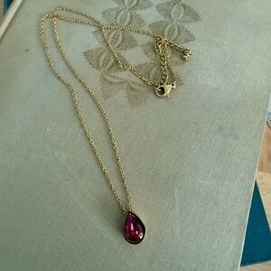 Stainless steel necklace with pink CZ stone